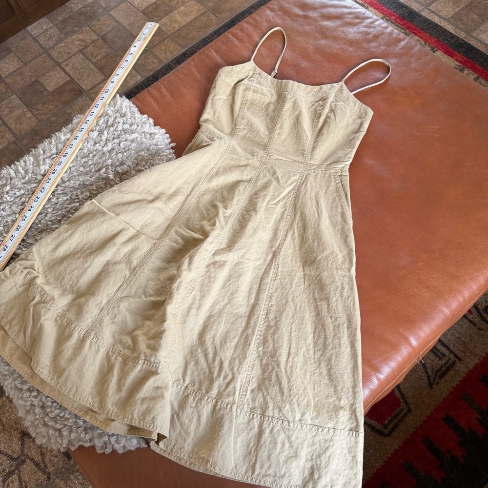Women's Cream Spaghetti Strap linen Dress